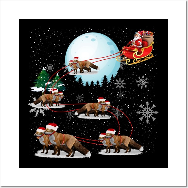 X-mas Lights Pajama Matching Family Funny Santa Red Plaid Fox Christmas Wall Art by reginaturner